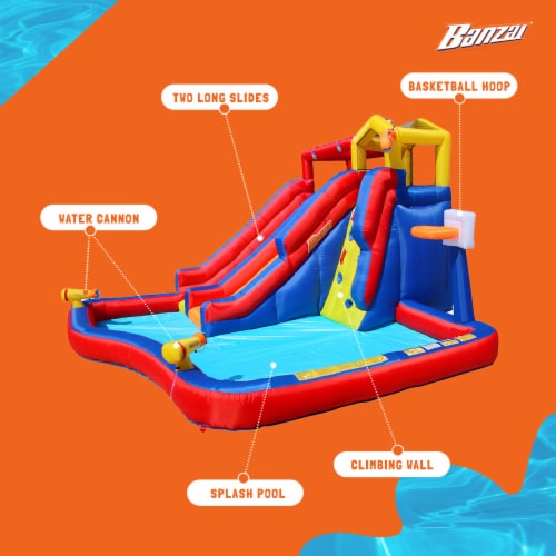 Banzai hydro blast inflatable water park with slides and water discount cannons
