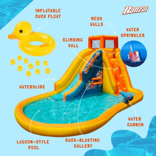 Banzai Duck Blast Water Park Inflatable Slide with Pool Float