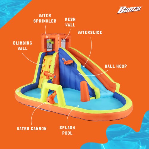 Banzai Inflatable Battle Blast Adventure Activity Water Park & 3 Water