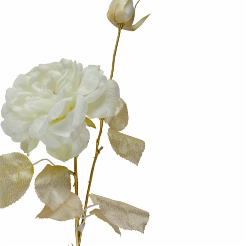 Northlight 26.5'' White and Gold Artificial Rose Flower with Long Stem Perspective: top