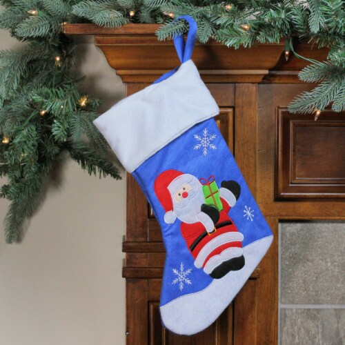 Northlight 15  Blue and Red Santa Claus with Gift Christmas Stocking Perspective: top
