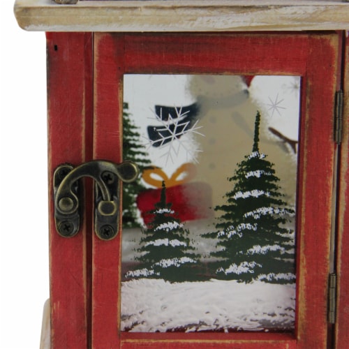 Northlight 32618593 11 in. Snowman & X-Mas Pillar Candle Lantern Perspective: top