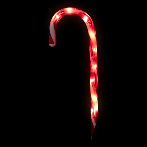 Northlight Lighted Candy Cane Outdoor Christmas Pathway Markers - 13.5' White Wire - Set of Perspective: top