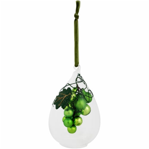 Northlight 6 Red Grape Cluster Teardrop Cloche Christmas Ornament Perspective: top