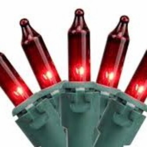 Northlight 100-Count Red Mini Christmas Lights Set, 20.25ft Green Wire Perspective: top