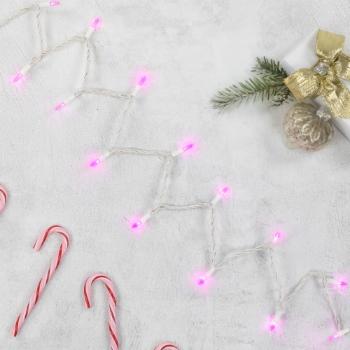Northlight 50 LED Pink Mini Christmas Lights 16.25 ft White Wire 11 each Smith s Food and Drug