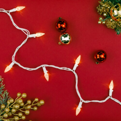 Northlight 70ct Warm White Faceted LED C6 Christmas Lights 23ft White Wire 11 each King Soopers