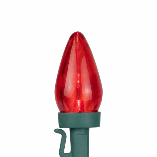 Northlight 25-Count Red LED C7 Christmas Lights Set, 16 ft Green Wire Perspective: top