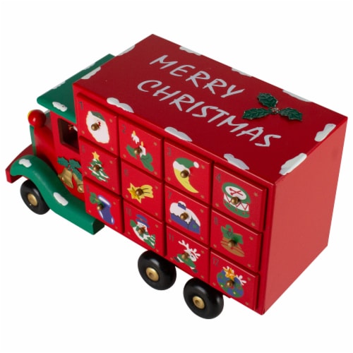 Northlight 14 Red Advent Calendar Storage Truck Christmas Decoration, 1