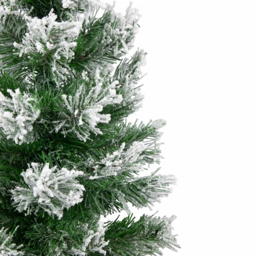 Northlight 22 Flocked Pine Full Artificial Christmas Tree in Burlap Base - Unlit Perspective: top