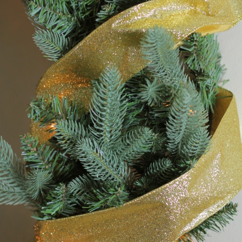 Northlight Shimmering Metallic Gold Ribbed Wired Craft Ribbon 2.5 x 10 Yards Perspective: top