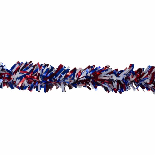 Northlight 25' Americana 6-Ply Wide Cut Tinsel Garland - Unlit Perspective: top