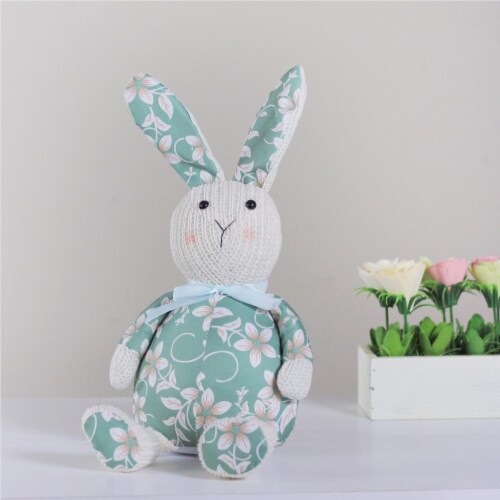 Northlight 17  Green and White Floral Easter Bunny Rabbit Spring Figure Perspective: top