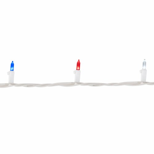 Northlight 100-Count Red, White and Blue LED Americana Mini Lights, 32.75ft White Wire Perspective: top