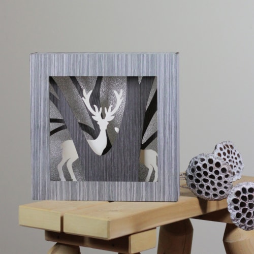 Northlight 12 Glittered Woodland Deer Silhouette Box Framed Christmas Table Decoration Perspective: top