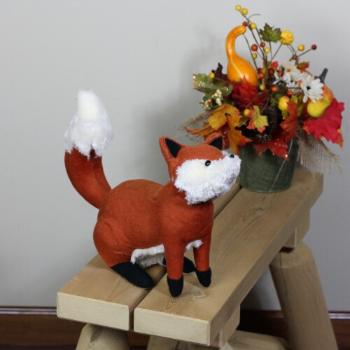 Northlight 15.75 Orange and Cream Plush Sitting Fox Fall Tabletop Decor Perspective: top
