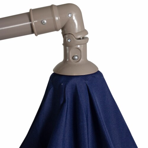 Northlight 10ft Offset Outdoor Patio Umbrella with Hand Crank, Navy Blue Perspective: top
