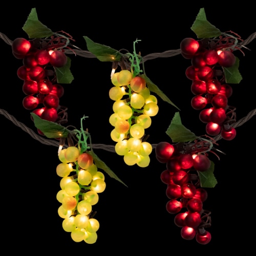Northlight 5-Count Red and Green Grape Cluster String Light Set, 8ft Brown Wire Perspective: top