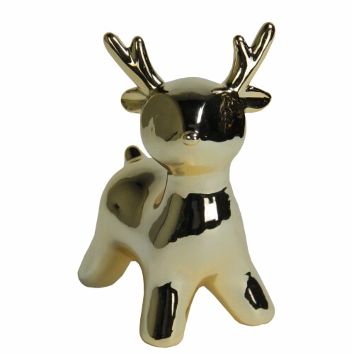 Northlight 5.75  Small Gold Ceramic Christmas Deer Decoration Perspective: top