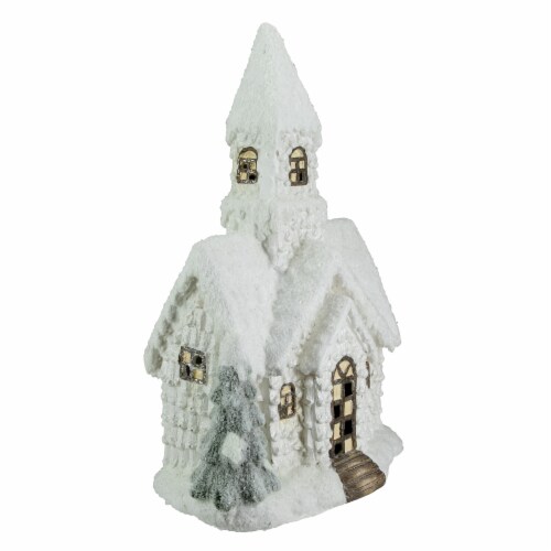Northlight 20.25  LED Lighted White Glittered Church Christmas Decoration Perspective: top