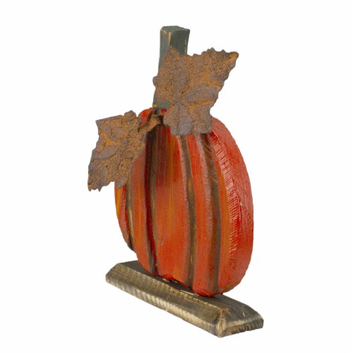 Northlight 8  Orange Carved Wood Fall Harvest Pumpkin Decoration Perspective: top