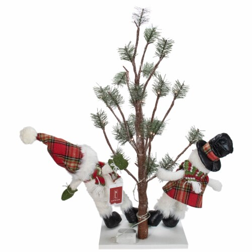 Northlight 34 Snowmen Friends With Pre-Lit LED Pine Tree Christmas Tabletop Decor Perspective: top