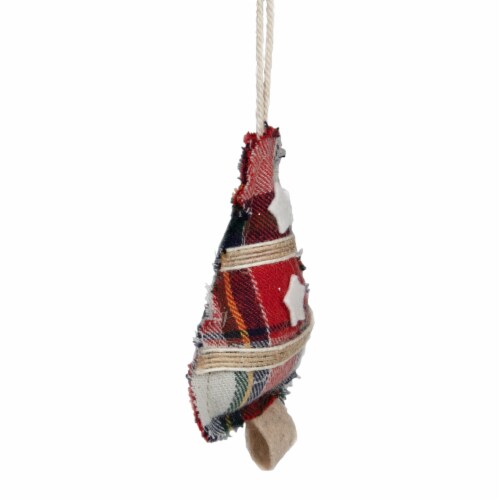 Northlight 4 Plaid Christmas Tree Shaped Plush Ornament Perspective: top