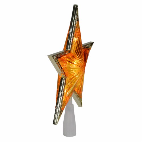 Northlight 9  Pre-Lit Gold and Amber Crystal 5 Point Star Christmas Tree Topper - Clear Perspective: top