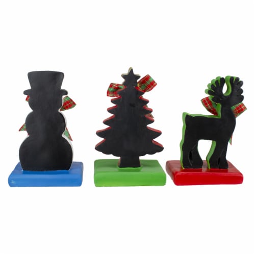 Northlight Set of 3 Reindeer, Tree, and Snowman with Chalkboard Christmas Stocking Holders 7 Perspective: top