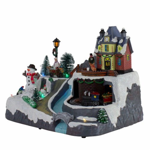 Northlight 10 Battery Operated LED Lighted and Animated Christmas Village with Train, 1 Smith