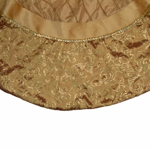 Northlight 72 Gold Quilted Christmas Tree Skirt with Iridescent Sequins Perspective: top