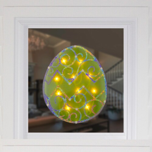 Northlight 12 Lighted Green Easter Egg Window Silhouette Decoration Perspective: top
