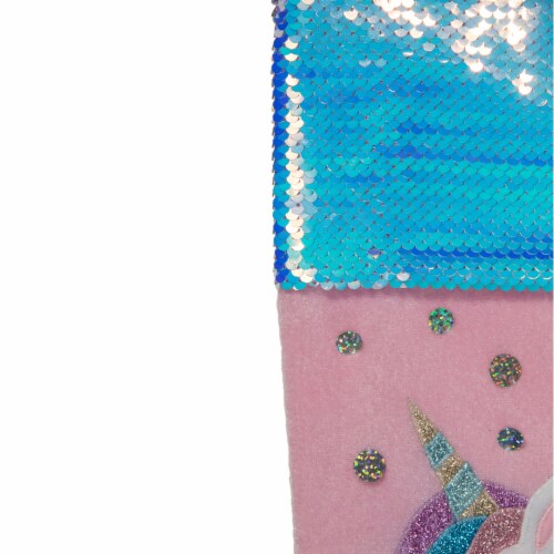 Northlight 20.5 Pink Velvet Unicorn With Sequins Christmas Stocking Perspective: top