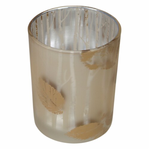 Northlight 5  Matte Gold and White Birch Flameless Glass Candle Holder Perspective: top