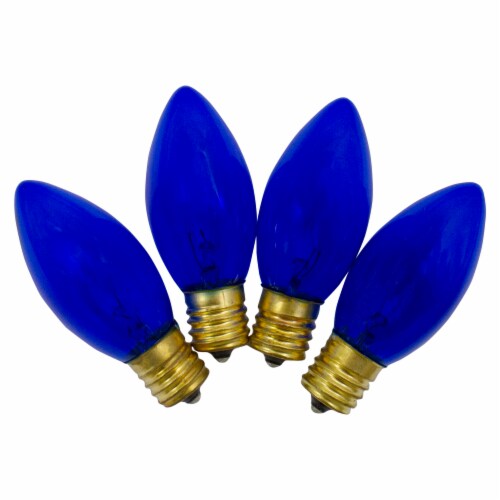 Northlight Pack of 4 Blue C9 Transparent Christmas Replacement Bulbs Perspective: top