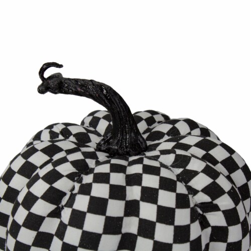 Northlight 6.5  White and Black Plaid Fall Harvest Tabletop Pumpkin Perspective: top