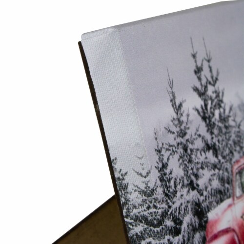 Northlight 8  Lighted Christmas Tree in a Red Truck Tabletop Canvas Art Perspective: top