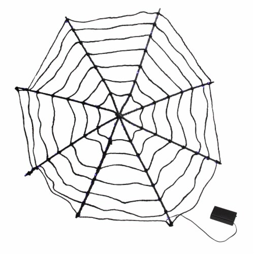 Northlight 16 Lighted Black B/O Spider Web Halloween Decoration with Purple LED Lights Perspective: top