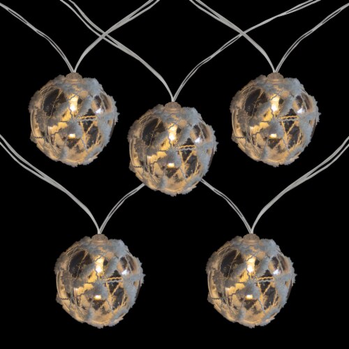 Northlight 10 B/O LED Warm White Clear Round Ball Christmas Lights - 4.75' Clear Wire Perspective: top
