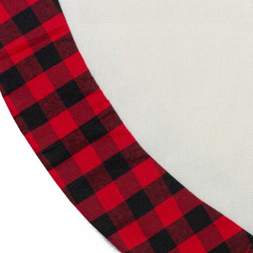 Northlight 48  White, Red and Black Buffalo Plaid Tree Christmas Tree Skirt Perspective: top