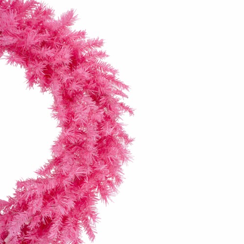 Northlight 36 Pink Spruce Artificial Christmas Wreath, Unlit Perspective: top