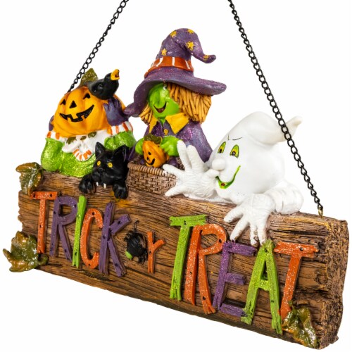Northlight 13.5 Trick or Treat Halloween Pumpkin, Ghost, and Witch Wall Decoration Perspective: top