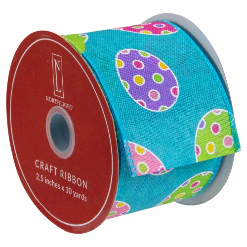 Northlight Blue Easter Egg Spring Wired Craft Ribbon 2.5 x 10 Yards, 1