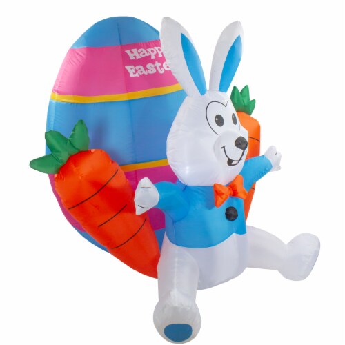 Northlight 4' Inflatable Lighted Easter Bunny with Carrots Outdoor Decoration Perspective: top