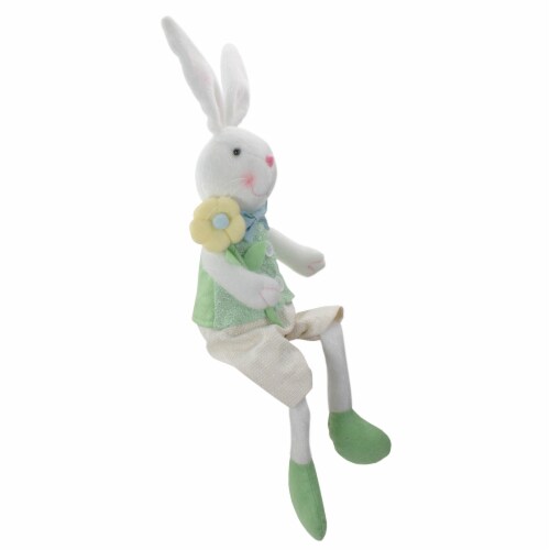 Northlight 24 White and Green Boy Bunny Rabbit Easter and Spring Table Top Figure Perspective: top