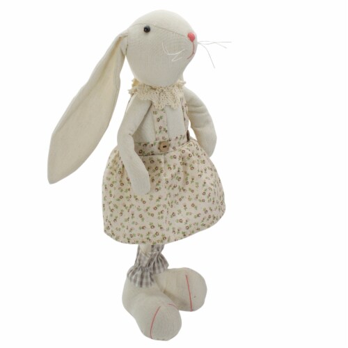 Northlight 14.5  Beige and Cream Standing Girl Easter Bunny Rabbit Spring Figure Perspective: top