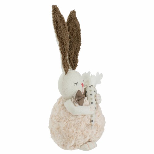 Northlight 14  Beige and Brown Plush Easter Bunny Rabbit Holding a Carrot Spring Figure Perspective: top