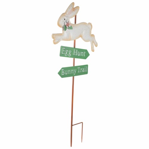 Northlight 25.5 Easter Egg Hunt and Bunny Trail Outdoor Metal Spring Yard Stake Perspective: top