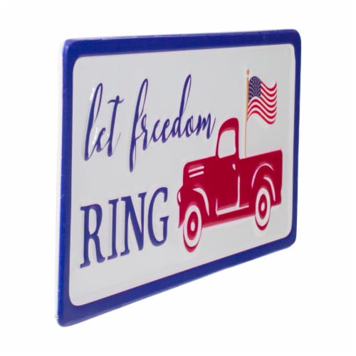 Northlight 12 Metal Patriotic Let Freedom RING Sign with a Flag Wall Decor Perspective: top