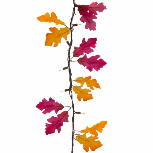 Northlight 35-Count Fall Harvest Leaves Mini Light Garland Set, 8.75ft Brown Wire Perspective: top